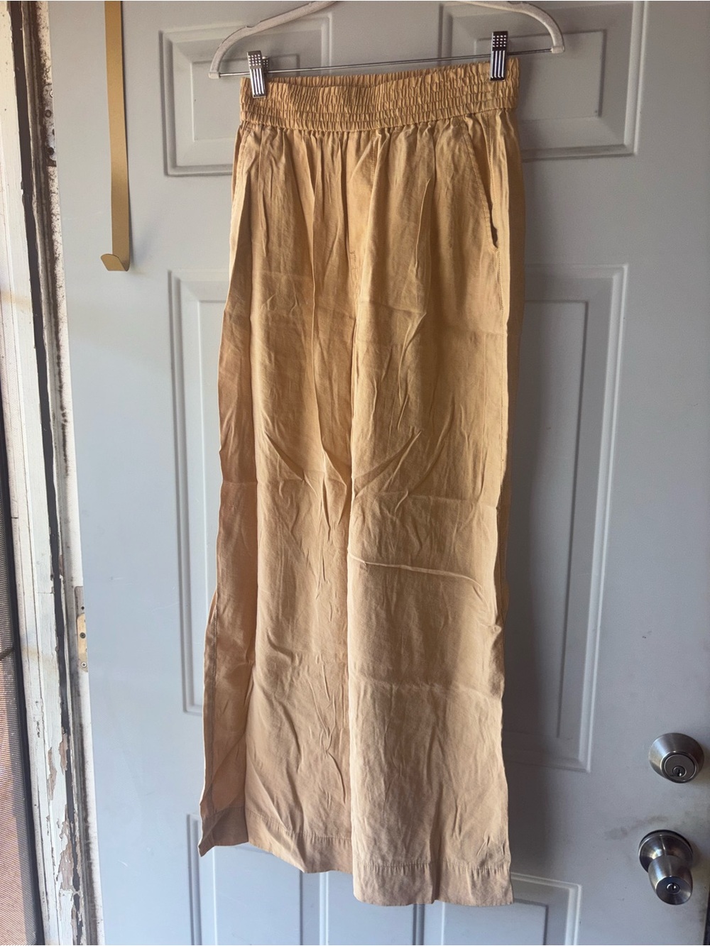 Madewell tan pull on wide leg pants size XS
